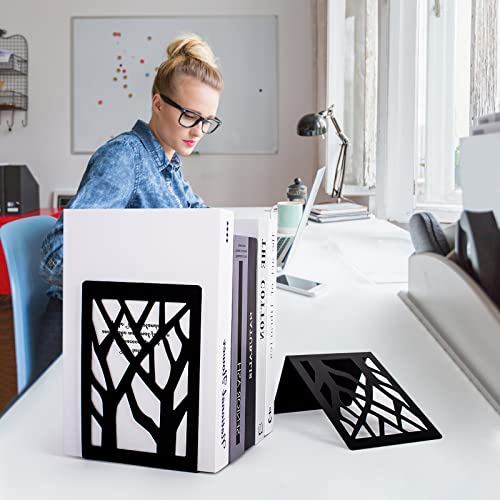Shikaman Metal Bookends-Heavy Book Ends For Shelves,Book Shelf Holder Home Decorative,Black Bookend Supports thumb #3