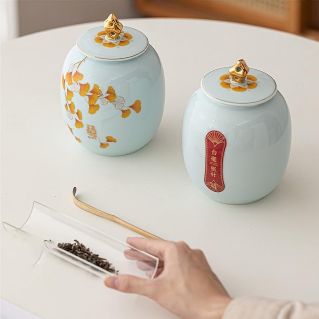 SONGCHAO Sugar Jar Ceramic Large Tea Can Loose Tea Storage Container Can Sealed Can Kitchen Can Food Storage Can Storage Can Tea Canister (Color : Large)
