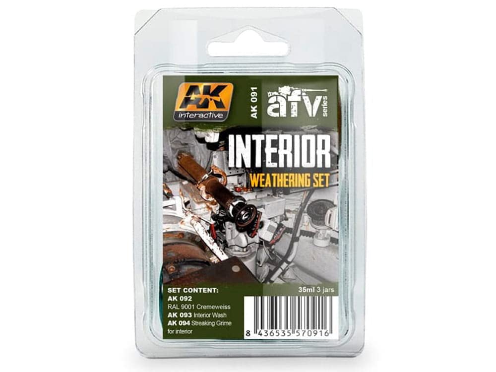 Ak Interactive Grey,White Ak Weathering Set Ak091 Interior Weathering (3X35ml)