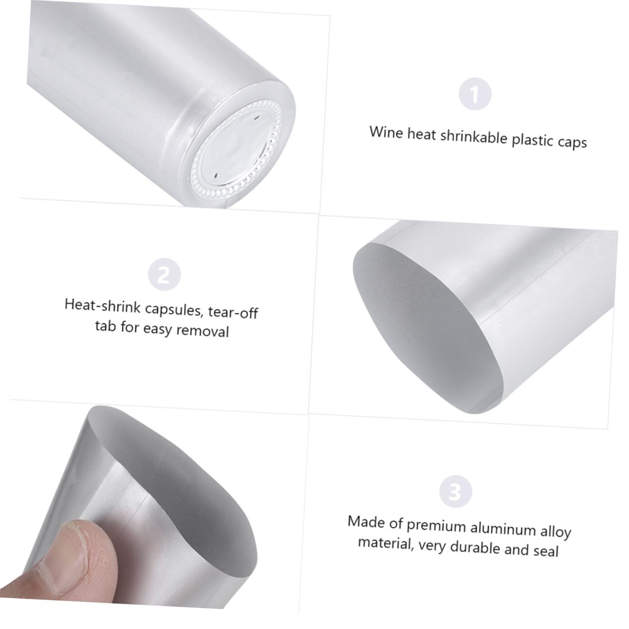 Garneck Cápsulas Termoencogibles para Botellas de Vino 30 MM Color Plateado 200 Unidades Fundas para Tapones Pestaña Desprendible Uso Profesional para Bodegas Bares y Hogares