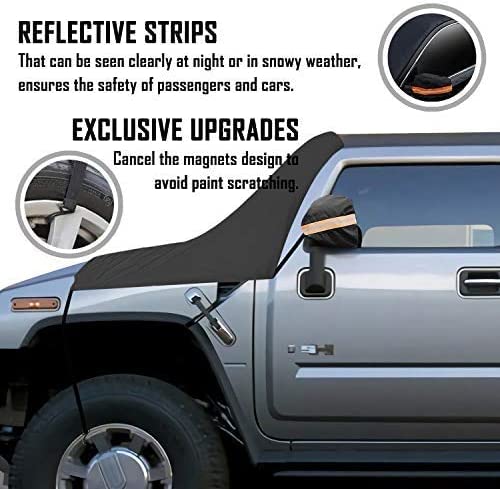 Chanvi Windshield Snow Ice Extra Larger Size 97''X 63.5'' Cover With 3 Layers Material Waterproof Sun Protection All Cars, Trucks, Suvs, Mpvs (Black, 97''X 63'') #TOP1