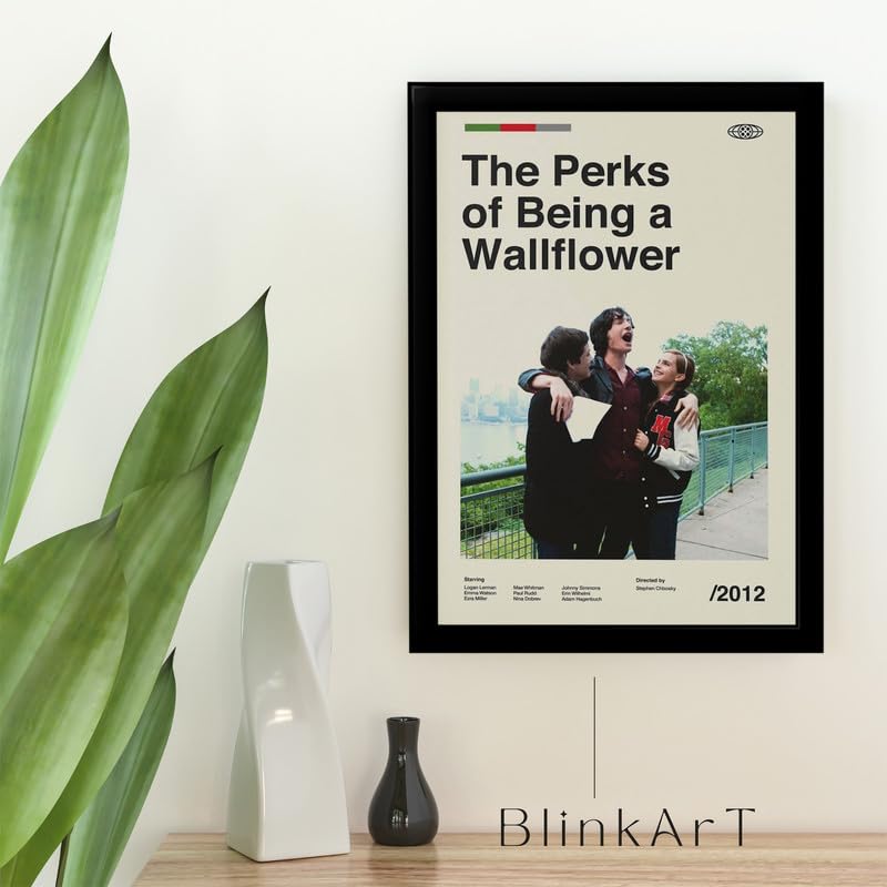 Image of BLINKART Ther Perks Being Wallflower Movie Poster Frame 8x12 Inch | Premium 300 GSM Paper Wall Print | Mid Century Vintage Film Artwork for Home, Bedroom, Living Room, Office | Framed Photo Decor