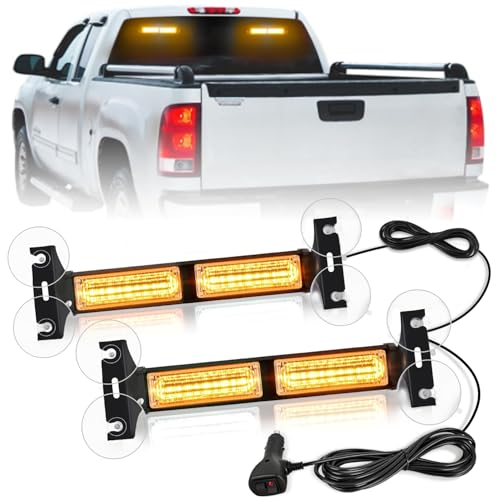Nilight 40LED Amber Emergency Strobe Traffic Advisor Light Bar with Suction Cups Dash Safety Warning Hazard Flashing Lights Interior Front/Rear Windshield for Trucks Construction Vehicles