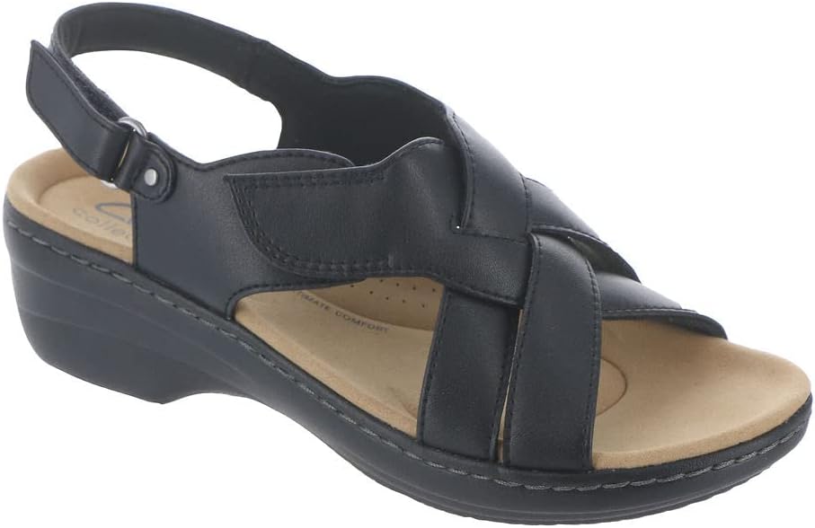 Clarks Women's Merliah Echo Heeled Sandal 8.5 Black Leather