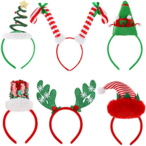 FRCOLOR 6Pcs Christmas Headbands Xmas Hair Bands Antlers Head Boppers