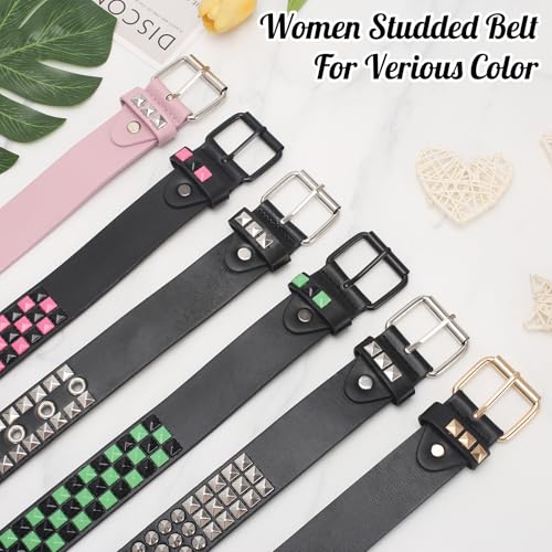 Image of Studded Belt, Metal Punk Rock Rivet Belt with Bright Pyramid Studded for Women Men