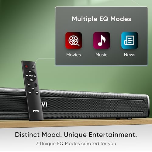 Mivi Fort Q80 Soundbar with 80W Surround Sound, 2.2 Channel soundbar with 2 in-Built subwoofers, Multiple EQ and Input Modes, Remote Accessibility, Bluetooth v5.1, Made in India Sound bar for TV 3 51c2pl1Dj0L