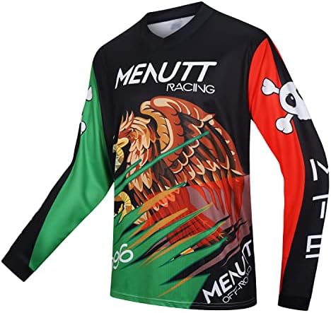 MENUTT Racing Men's Long Sleeve Off-Road Mexico Jersey Mountain Bike MTB Jersey Downhill&Motocross Shirts
