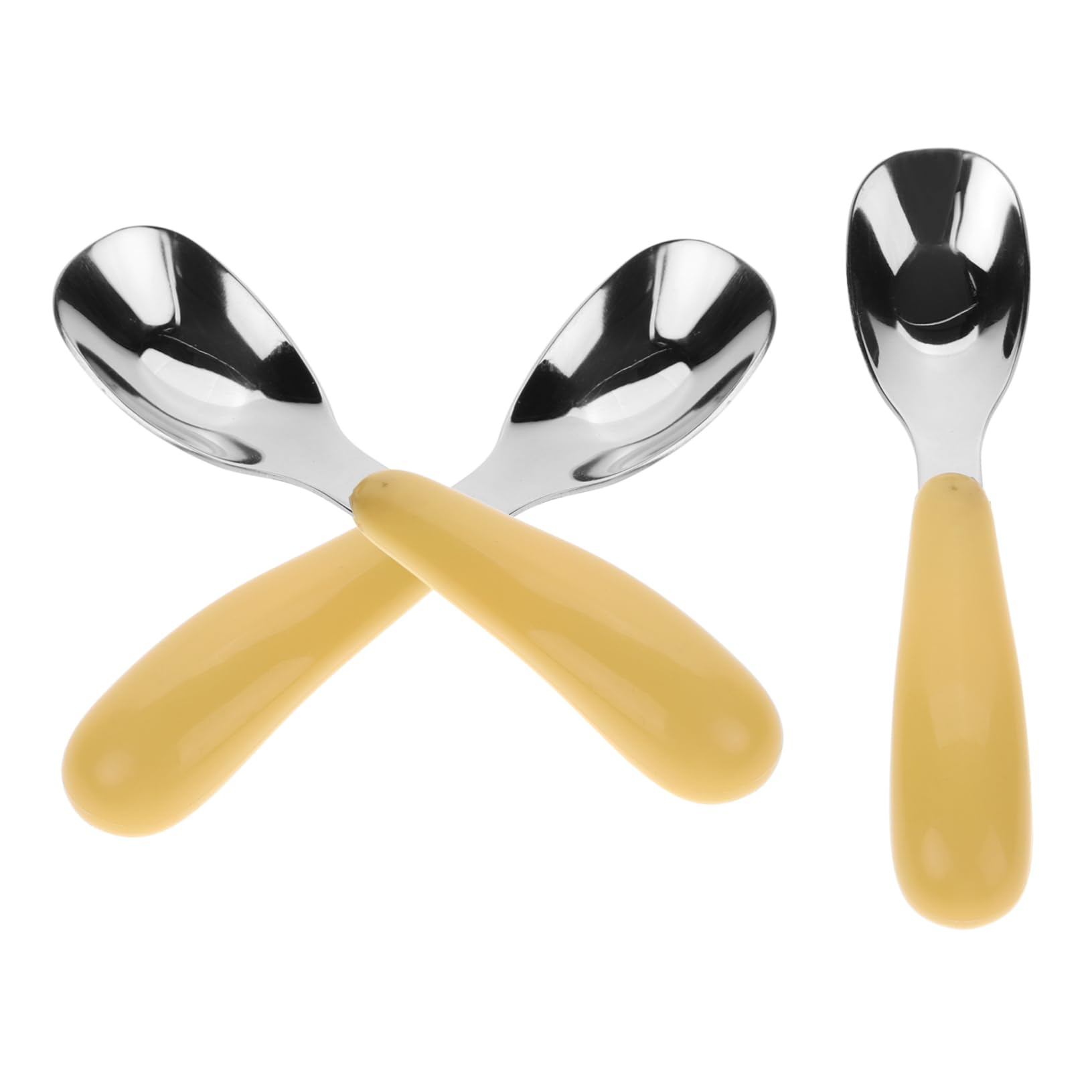 IWOWHERO 3pcs Utensils Set Friendly Spoons for Eating and Training Durable Spoons with Rounded Handles for