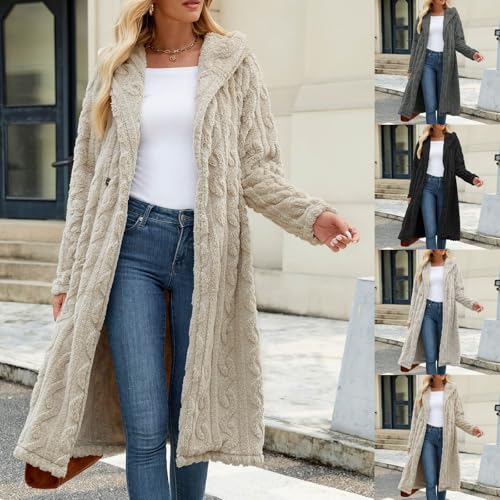 HGps8w Women's Long Hooded Fuzzy Fleece Jacket Warm Sherpa Coats Faux Fur Plush Winter Outerwear with Pockets2