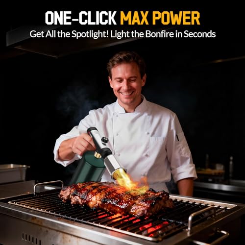 Image of Siasky Propane Torch with One-Click Max Fire, Flame Thrower Gun Charcoal Lighter with a Safety Lock, Kitchen Blow Torch for Cooking, BBQ, Sous Vide, Grill (Tank Not Included)