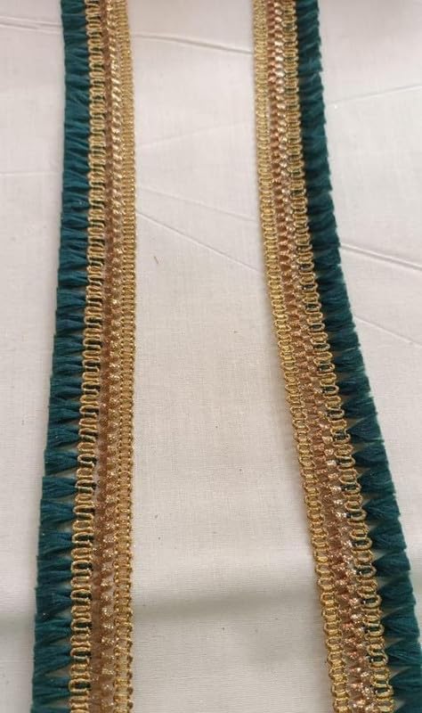 Thread Dhaga Lace 9 Meters for Sarees, Blouses & Dupatta Decoration Green Free Size 1
