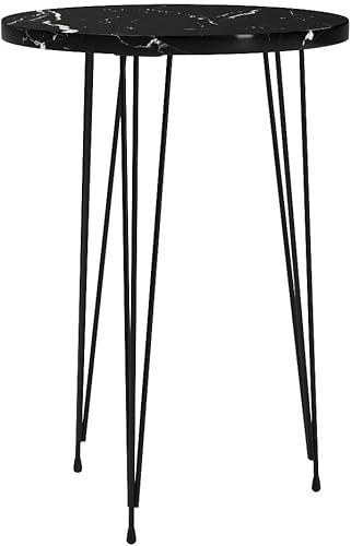 Miniatura 68 de PAK HOME - Juego de 2 mesas auxiliares - Mesas auxiliares redondas de madera con aspecto de mármol blanco para espacios pequeños, mesita de noche