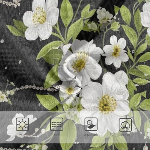 Toddler Panties, White Flowers Black Cotton Girls Underwear, 2T–8 Years3