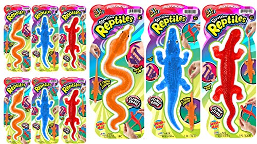 JA-RU Sticky Stretchy Reptile Toys (6 Pack) – Sticky Gecko, Snake 429-6s