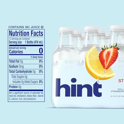Image of Hint Fruit-Infused Bottled Water, Strawberry Lemon - Sugar Free Flavored Water with Zero Calories, Natural Fruit Essences, and No Artificial Sweeteners - 16 Fl Oz (Pack of 12)