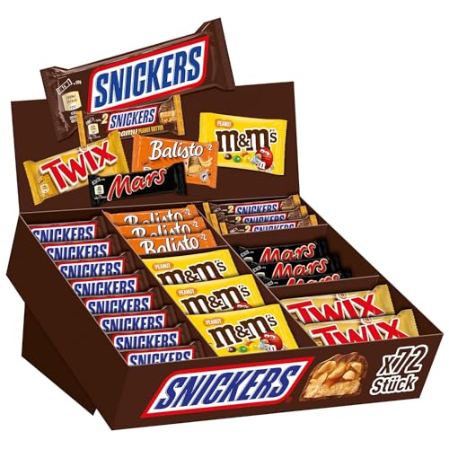 Mars Snickers Balisto & mehr Mixed Schokoriegel Box Thekenaufsteller für Büro Großpackung Schokolade 72 Riegel (1 x 3.8kg)