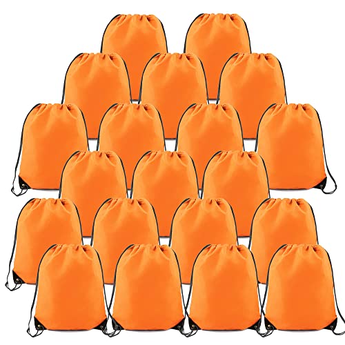 BeeGreen 20 Pieces Orange-String-Bag-Pack-Bulk Durable Cinch Gym Sacks Backpacks Large Size for Christmas Sports Storage Travel Pull String Sackpack for Women and Men by BeeGreen - Used condition - US$13.77
