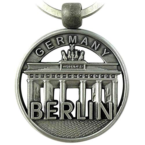 Preisvergleich Produktbild Schlüsselanhänger Berlin Souvenirs, Geschenk, Andenken - runder Keychain mit Skyline aus Metall für Deutschland. Mitbringsel für Paare, passend für Taschen, Rucksäcke, Autoschlüssel