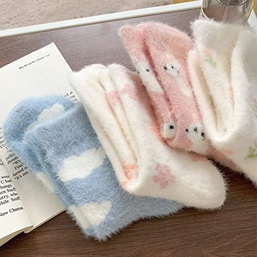 HEILA Womens Fuzzy Socks 3 Pairs Winter Warm Socks Fluffy Cozy Socks Athletic Fleece Socks Cute Crew Socks2