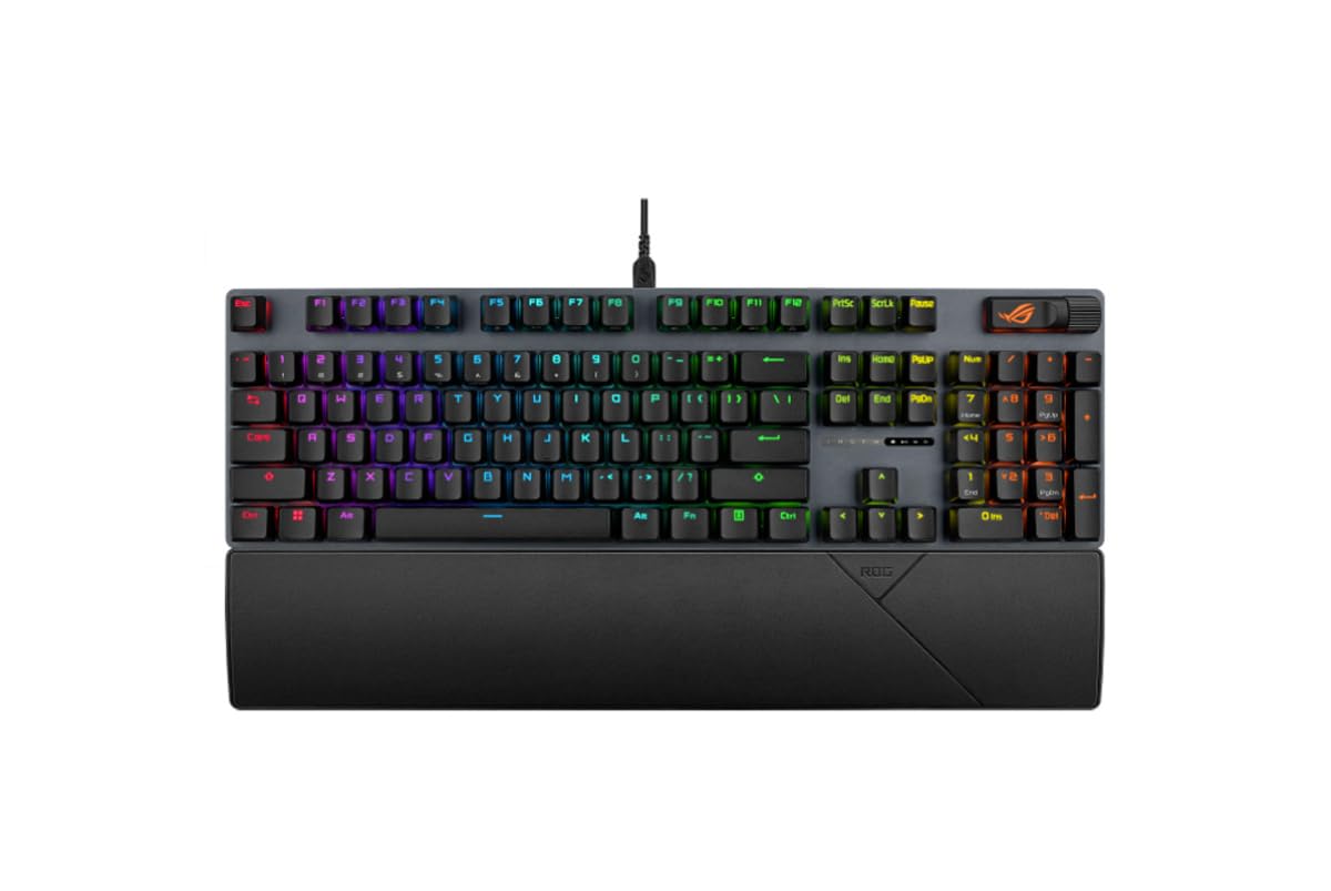 ASUS ROG Strix Scope II X – Clavier Gaming Mécanique AZERTY – Switchs ROG NX Snow V2, RGB, Touches Streaming, Molette Multimédia – Repose-Poignet – Noir