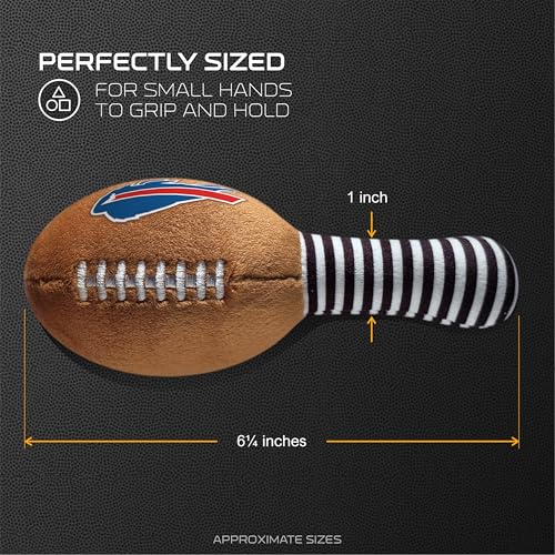 Image of Buffalo Bills Plush Football Rattle by Smilo - Officially Licensed NFL Baby Rattle Toy - Soft Baby Rattle with Bell - for Babies and Toddlers from 3 Months