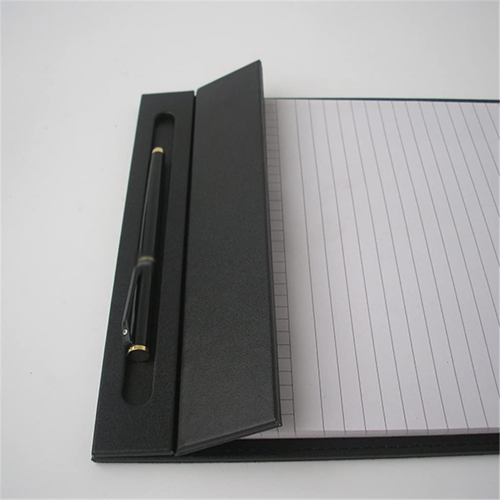 CXBDDF Magnetisches Klemmbrett Aktenordner A4 Papier-Klemmbrett Ordner mit Clip für Geschäftsbedarf Leder Schwarz Portfolios Pad