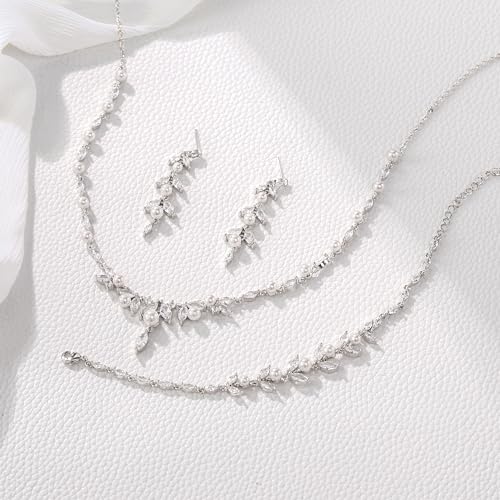 Conjunto de collar de circonio cúbico calidad premium con acabado marquesa sutil 4