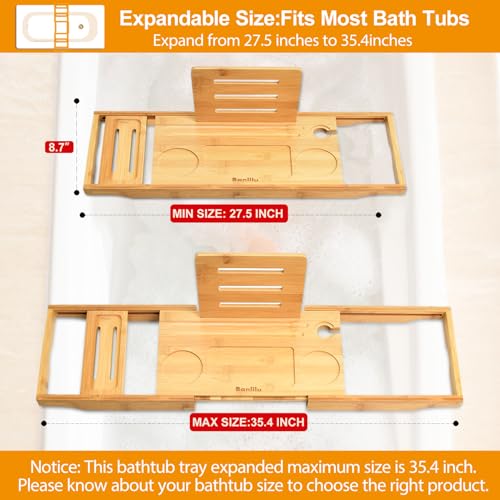 Banlilu I3-NATURAL Luxury Bathtub Caddy Tray thumb #1