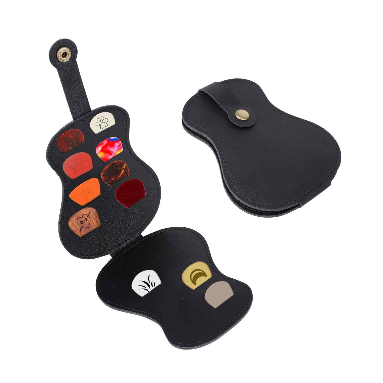 WLLHYF Étui Cuir Synthétique Pour Médiators De Guitare - 22 Emplacements, Noir | Accessoire Pratique Pour Guitaristes