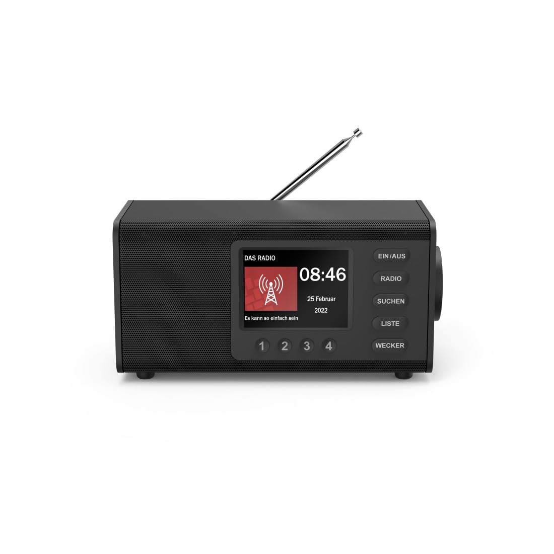 Hama DAB Radio mit DAB+/DAB und FM DR1000DE (Digitalradio mit großem Display, Küchenradio mit einfacher Bedienung, kleines Radio mit großen Tasten, UKW, AUX, 5W, Radiowecker, Seniorenradio) schwarz