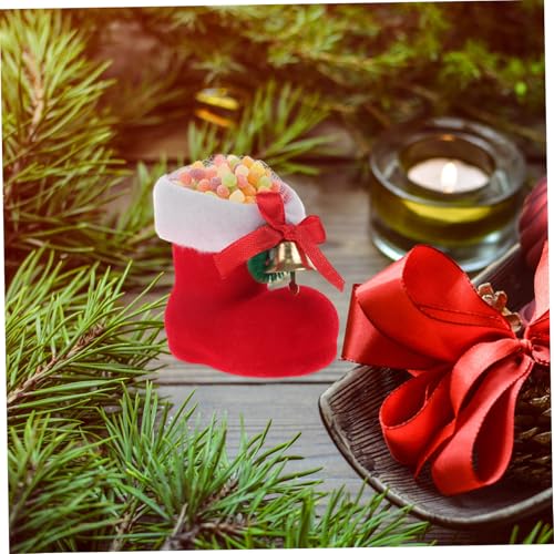8pcs Christmas Candy Boots Soft Flocking Decor for Boys and Girls Sweets Storage Pendants Adorable Boot Ornaments for Holiday Gifting and Treats4