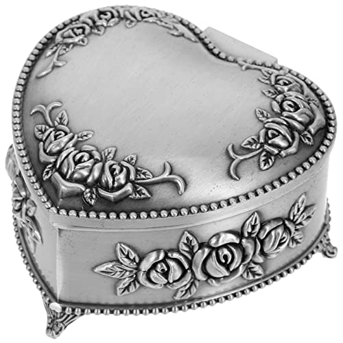 DEARMAMY Joyero de corazón storage box jewellery box jewelry organizer joyero vintage concha tapas percha cajas joyero madera tarro práctico tarro decorativo flocadopvc Silver