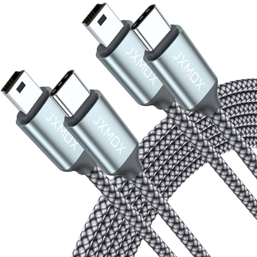 JXMOX USB C to Mini USB Cable (3.3ft 2-Pack) Mini USB to Type C Cable Charging Cord for GoPro Hero 3+ PS3 Controller MP3 Player Dash Cam Digital Camera GPS Receiver PDAs and More Mini B Devices