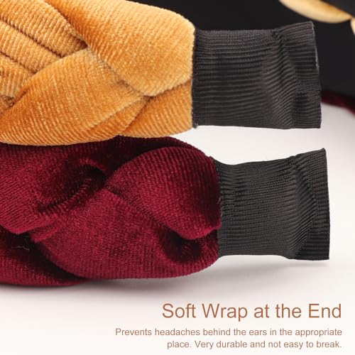 Image of DRESHOW Braided Headbands for Women Velvet Hair Hoop Elastic Criss Cross Hair Bands Accessories