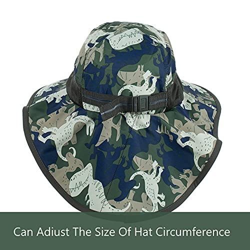 Image of Kids Sun Hat UPF 50+ Boy Girl Protection Hat Wide Brim Beach Hats with Mesh and Adjustable Chin Strap