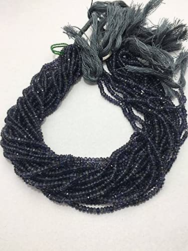 Perles iolite naturelles 3mm en rondelles facettées pour création de bijoux violets faits main
