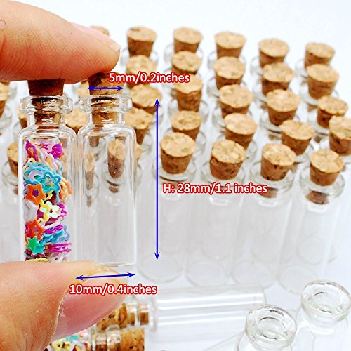50pcs 1ml Small Mini Glass Bottles Jars with Cork Stoppers/Message Weddings Wish Jewelry Party Favors/ - Size: Small Mini Glass Bottles Jars with Cork Stoppers/Message Weddings Wish Jewelry Party F