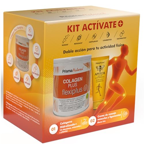 Kit Activate Plus, Colágeno Hidrolizado con Vitaminas y Minerales + Apitox, Crema de Masaje Deportivo, Doble Acción para Actividad Física. Colageno flexiplus 300 Gr | Apitox 60ml