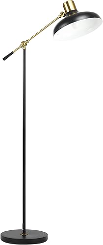 HOMCOM Lámparas de pie industriales para sala de estar lámpara de pie para dormitorio con brazo de equilibrio cabeza y altura ajustables bombilla no