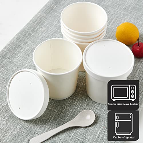 50Pack 16Oz Paper Soup Containers With Lids, Disposable Kraft Paper Food Cups, Ice Cream Cups, Paper Food Storage With Lids, Microwavable And Freezer Safe, Suitable For Christmas Thanksgiving (White) #TOP4