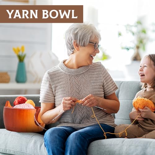 Image of Sunicon Cute Cat Yarn Bowl, New Yarn Bowls Yarn Storage Bowl Creative Wooden Handmade Round Woolen Bowl for DIY Knitting Crocheting Christmas Thanksgiving New Year's Gifts(16 * 16 * 10cm)