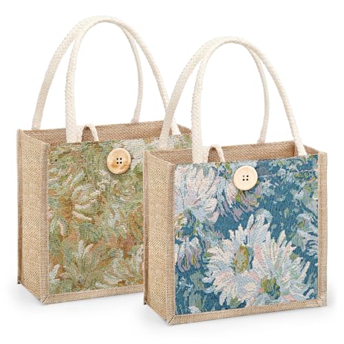 HSOOVZN Small Tote Bag for Women 2 Pack Fashion Jute