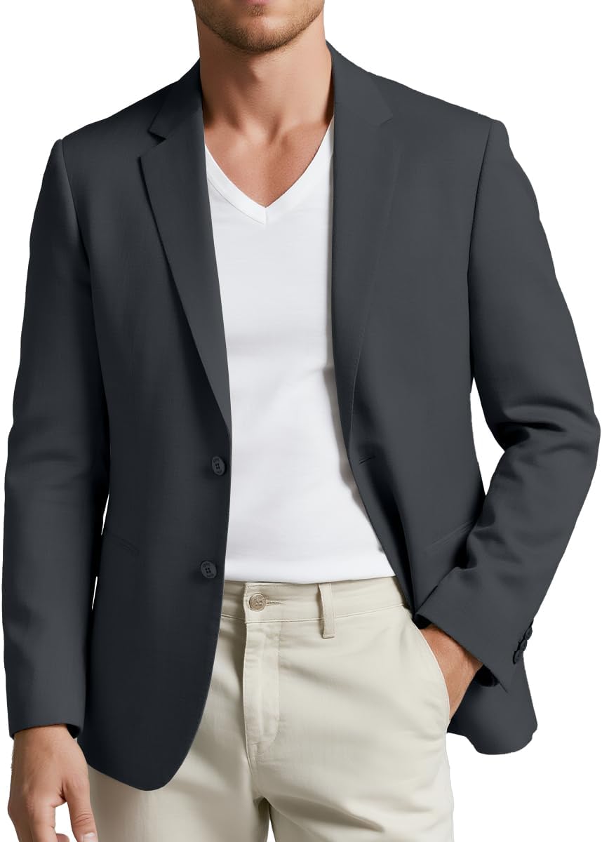 WYWK Men's Casual Blazer Slim Fit Suit Jacket for Men Two Button Sports Coats Wedding Prom Party