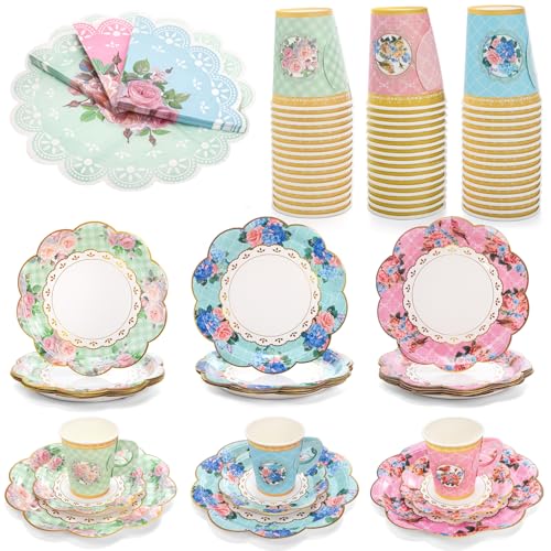 Vaisselle jetable mariage sans plastique avec tasses à thé et assiettes Tebery