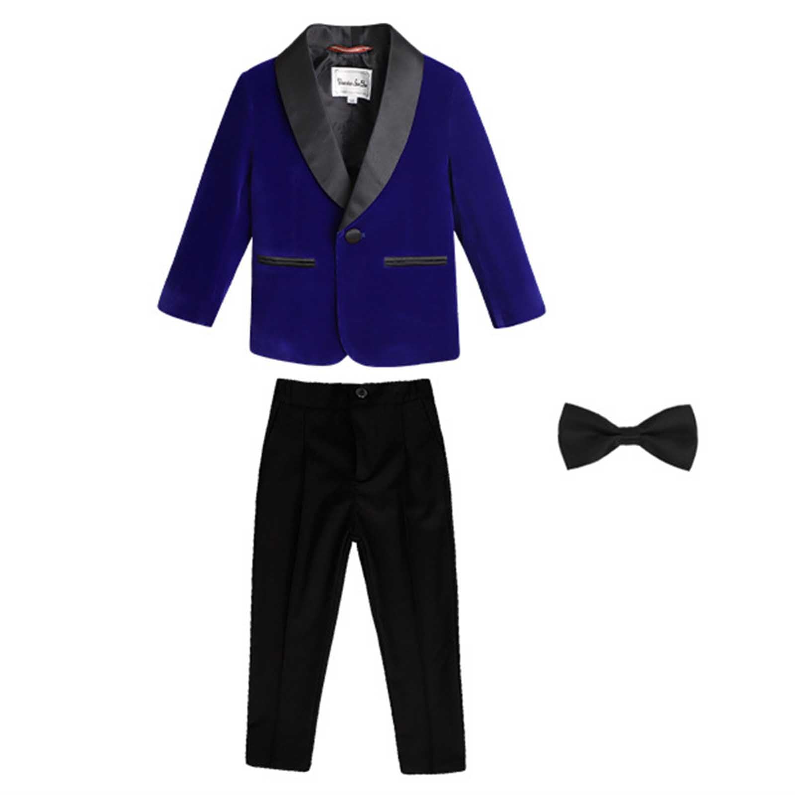 Enfants tout-petits bébé garçon printemps patchwork manches longues pantalon manteau tenues nœud papillon 3 pièces vêtements
