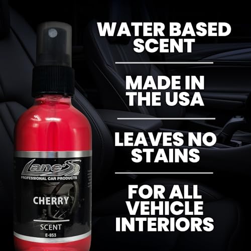 Image of LANE'S Premium Car Air Freshener Spray | Water-Based | 4oz | Cherry | Long-Lasting Automotive Scent Spray | Food, Pet, Odor Deodorizer for Cars, Trucks, SUVs, Interior Leather, Carpet, Upholstery