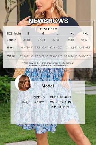 Image of Newshows Women's 2026 Summer Casual Square Neck Ruffle A Line Beach Vacation Sundress Work Business Dress with Pockets
