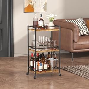Lifewitbarcartforthehome3tiersmallrollingwinecartdrinkservingcartwithlockablewheelsminiliquorutilitycartforkitchendininglivingroom17x118x321rusticbrown Urban Country Home Decor Lifewit bar cart for the home 3 tier small rolling wine cart drink serving cart with lockable wheels mini liquor utility cart for kitchen dining living room 17 x 118 x 321 rustic brown urban country home decor