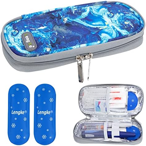 YOUSHARES Medicine Cool Bag with 2PCS Nylon Ice Packs - Insulin Case Insulin Cooler for Medication Diabetic Supplies, Insulin Travel Case (Marble Green)